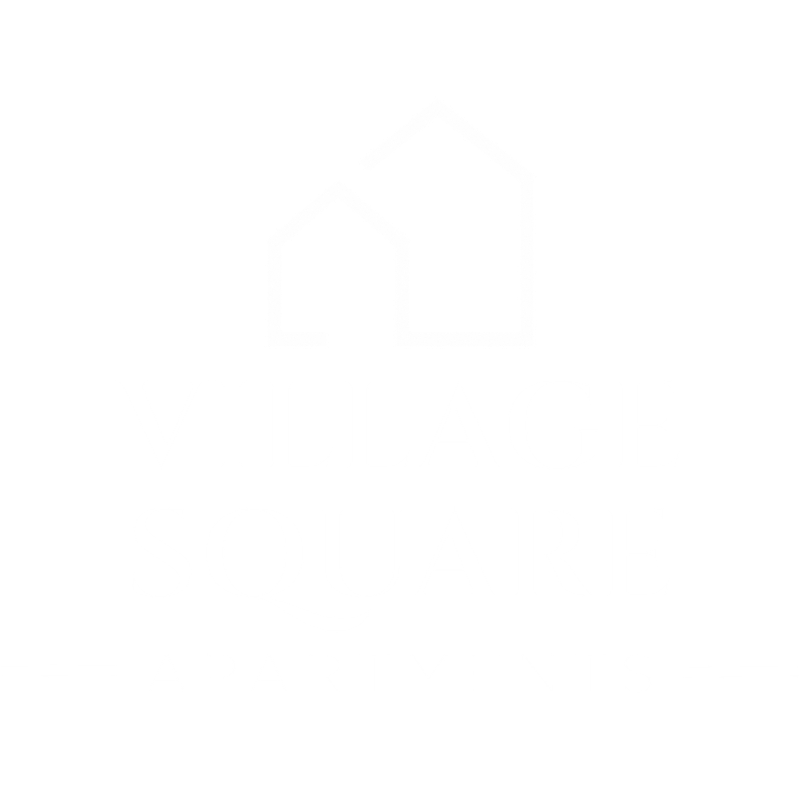 A black and white image of a logo for "Village Square Apartments".
